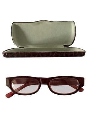 Burgundy 52/18/140 Rectangular Reading Glasses with Matching Case